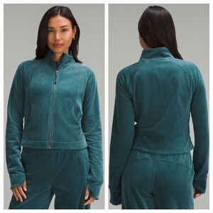 Lululemon Scuba Track Jacket Velvet Cord Sz 10 Color Storm Teal